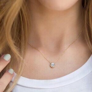 Ramla Delicate Crystal Necklace 14K Gold-Plated New